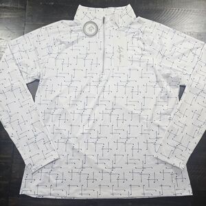 Lady Hagen White and Blue Patterned Pullover